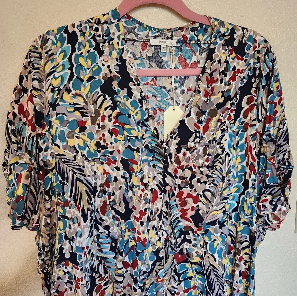Sale🫠 Jodifl Boho Bohemian Floral Multicolor Blouse 100% Rayon - Picture 3 of 3